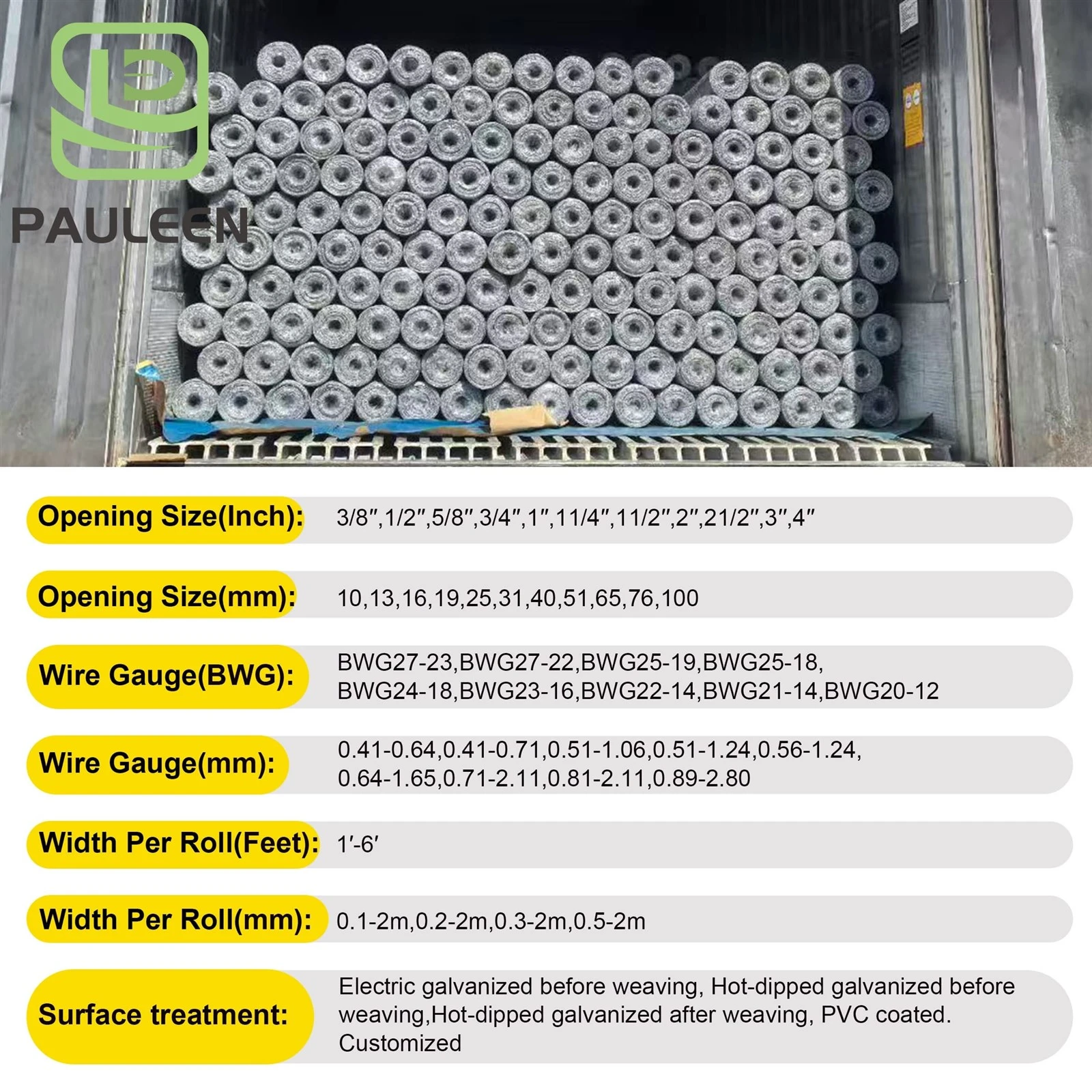 Size of Hexagonal Wire Mesh Size of Hexagonal Wire Mesh